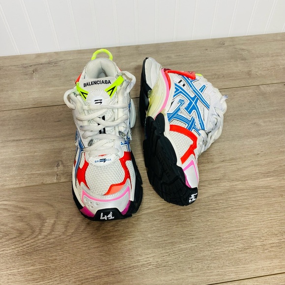Use men BALENCIAGA Runner Multicolor Low Top Sneakers size 8 no box - Picture 6 of 16